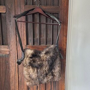 Luxurious Faux Fur Crossbody Bag - Brown